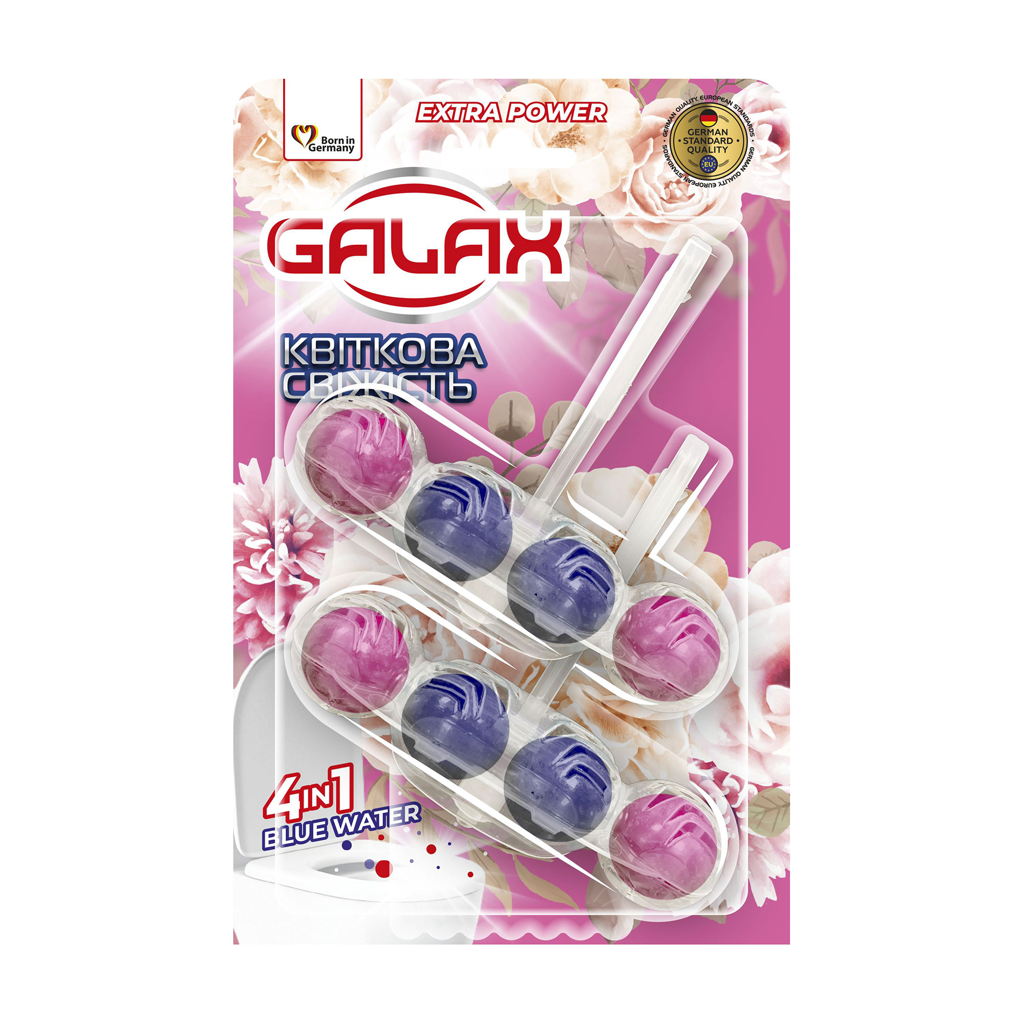 Туалетний блок для унітазу Galax Extra Power Квіткова свіжість, 2*55 г